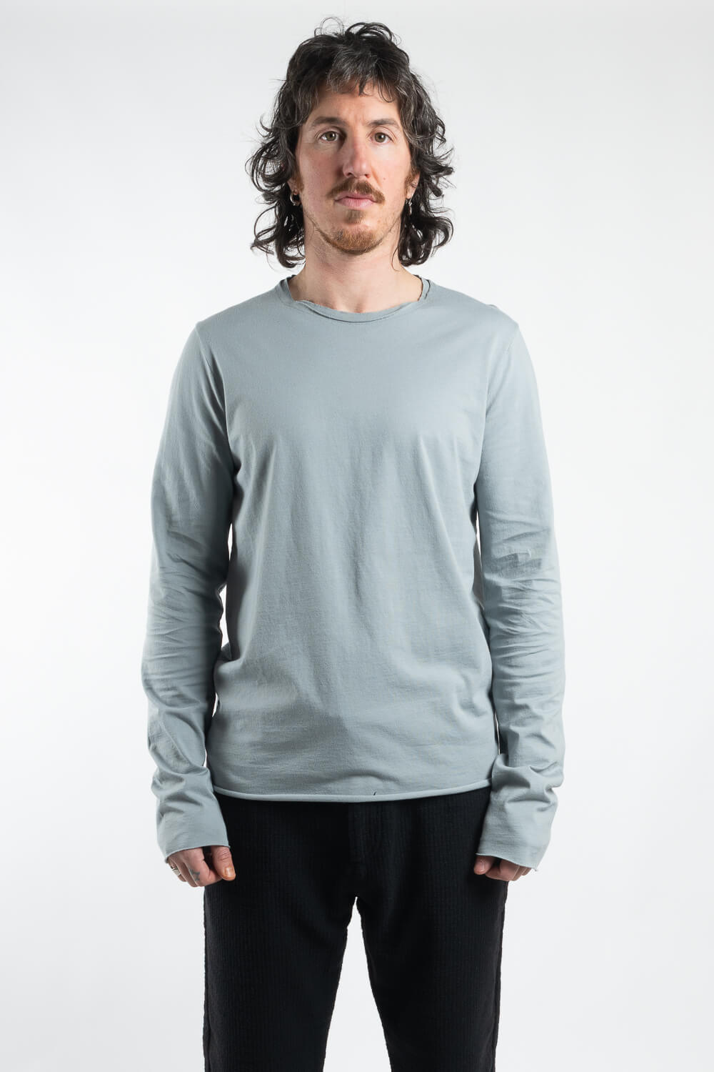 Raw Neck Regular Fit L/S T-Shirt Mint