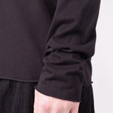 Raw Neck Relaxed Fit L/S T-Shirt Black