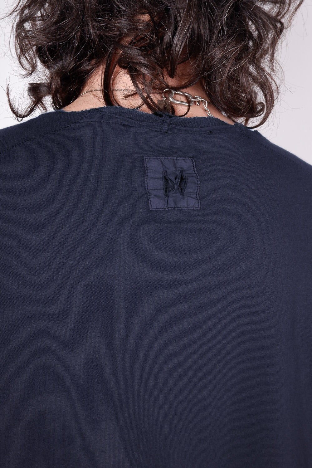 Raw Neck Relaxed Fit L/S T-Shirt Navy