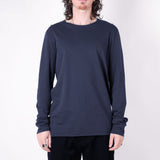 Raw Neck Relaxed Fit L/S T-Shirt Navy