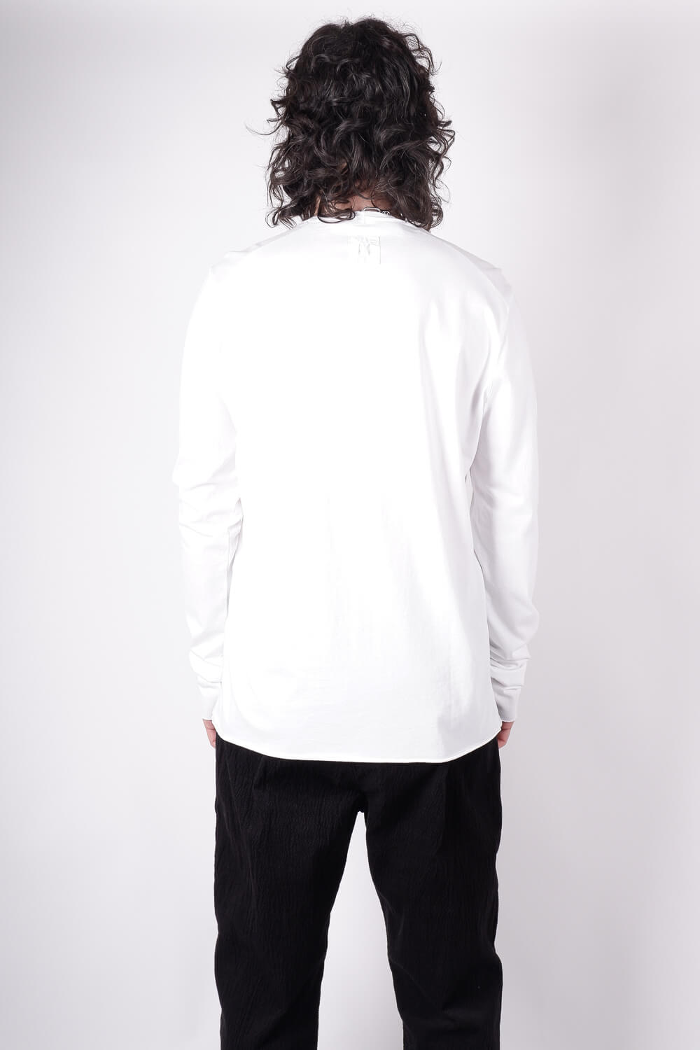 Raw Neck Relaxed Fit L/S T-Shirt White