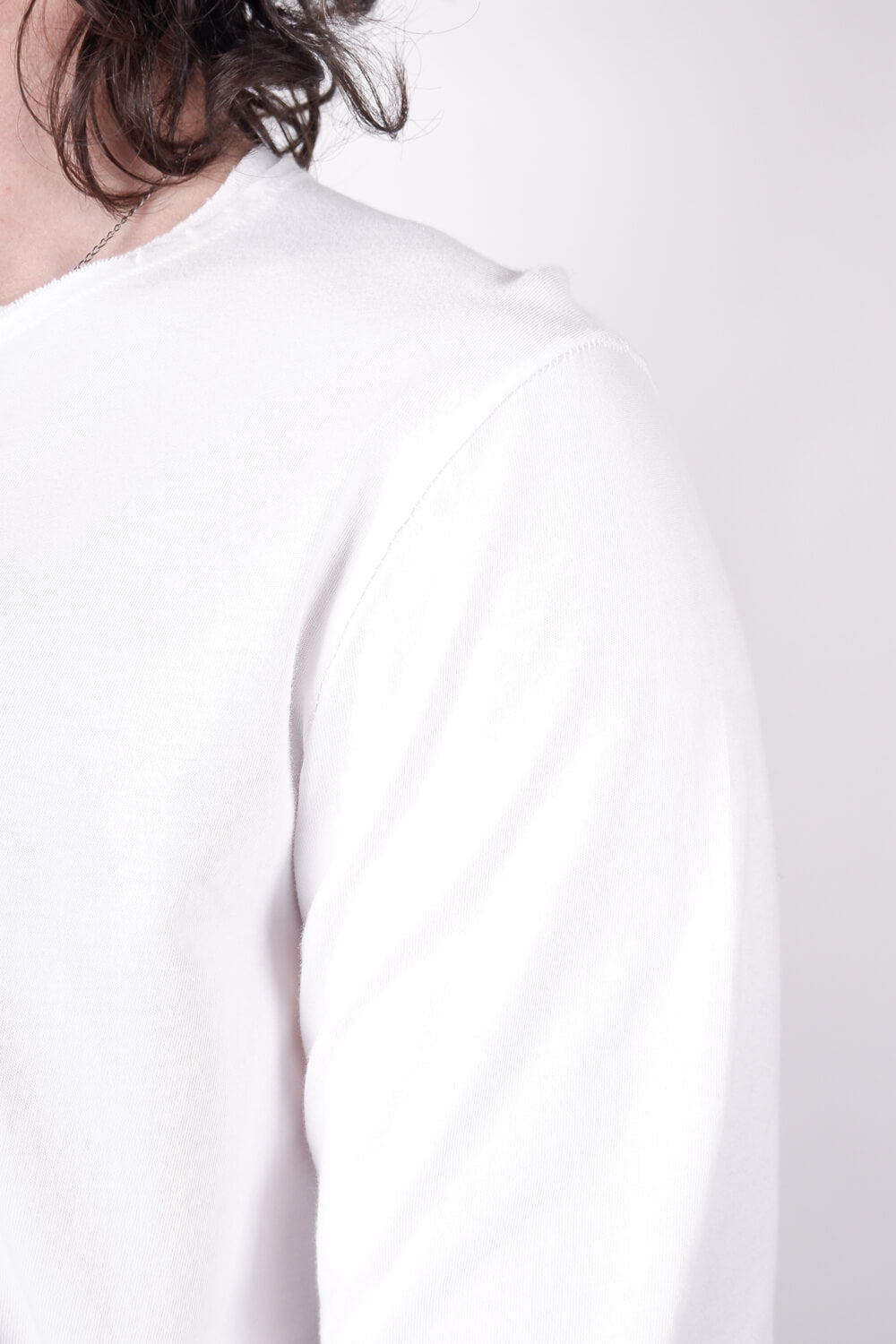 Raw Neck Relaxed Fit L/S T-Shirt White