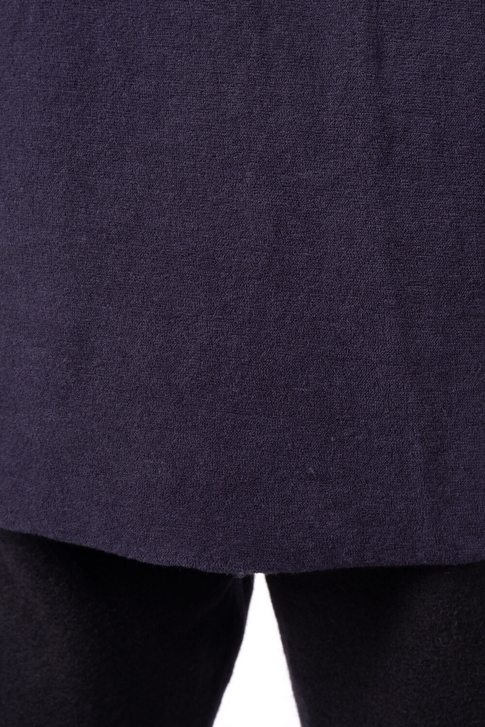 Raw Neck Velour T-Shirt Navy