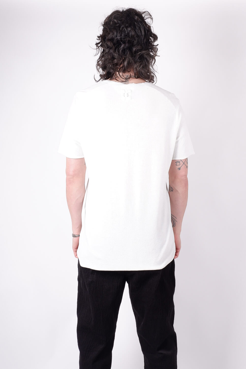 Raw Neck Velour T-Shirt Off-White