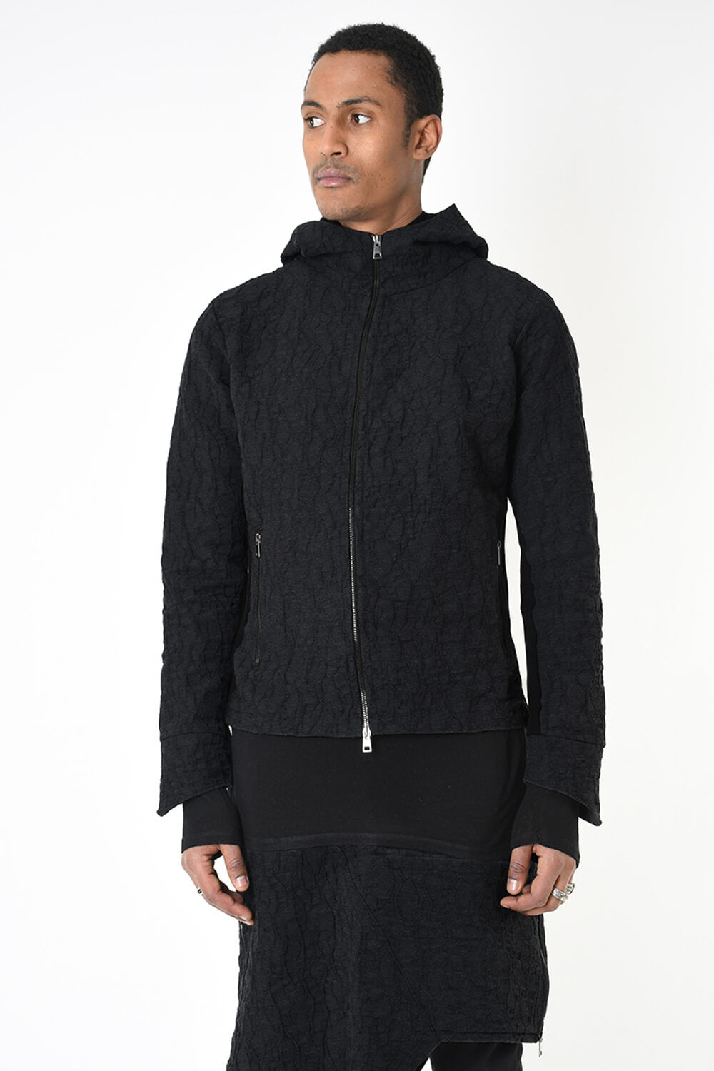 Regular Cotton Jacquard Jacket Black