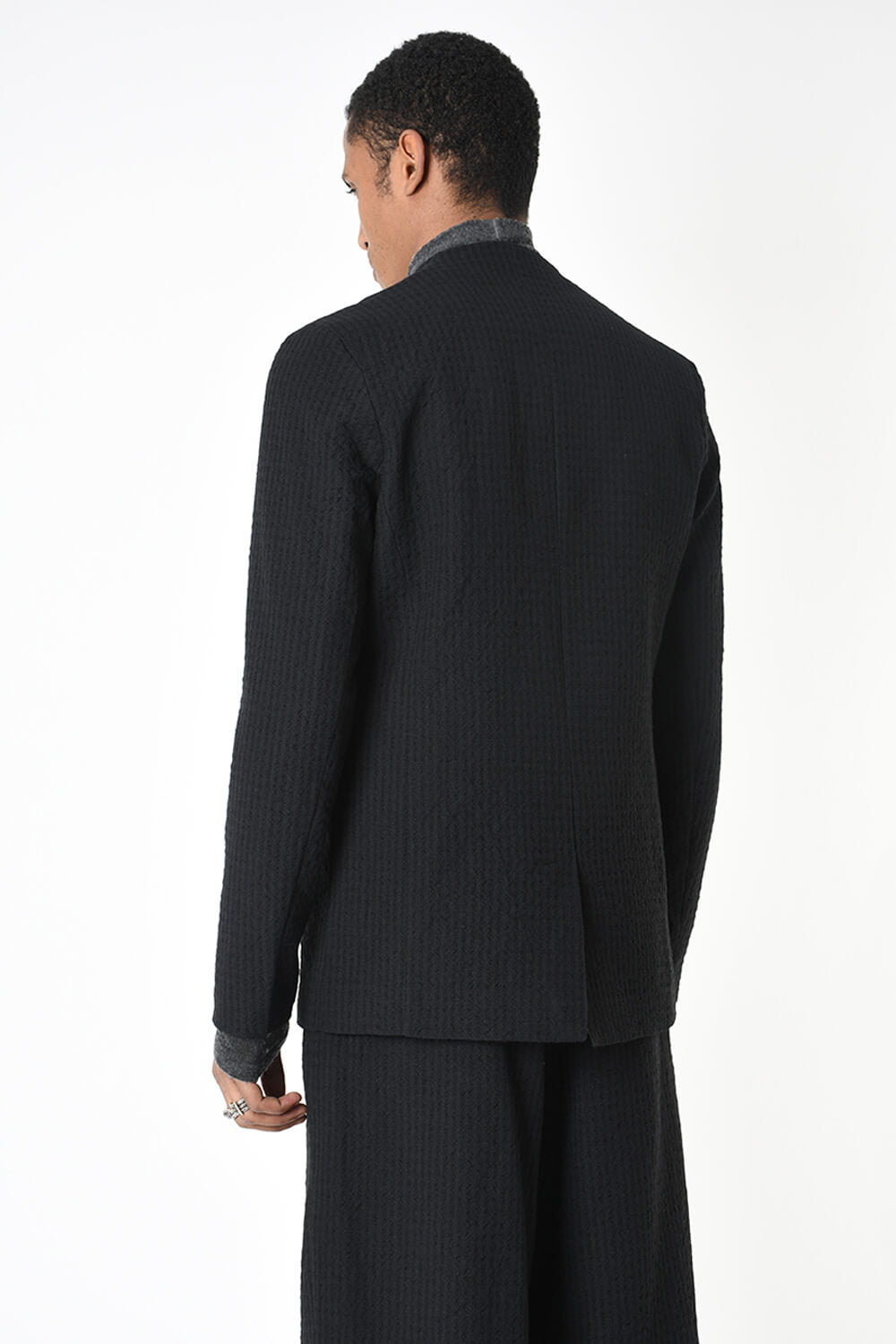 Regular Fit Linen/Wool Jacket Black