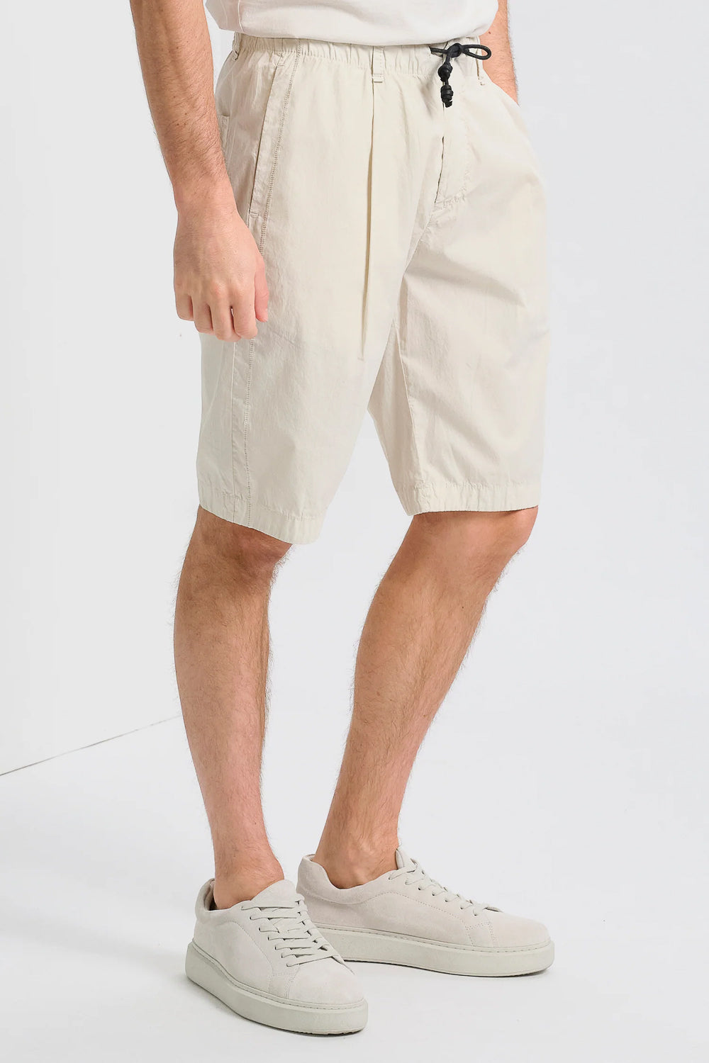 Regular Fit Cotton Jogger Bermuda Shorts Stone