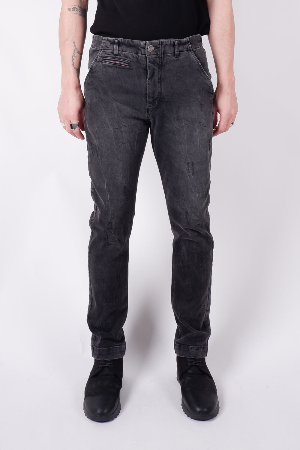 Regular Fit Distressed Jean Charcoal