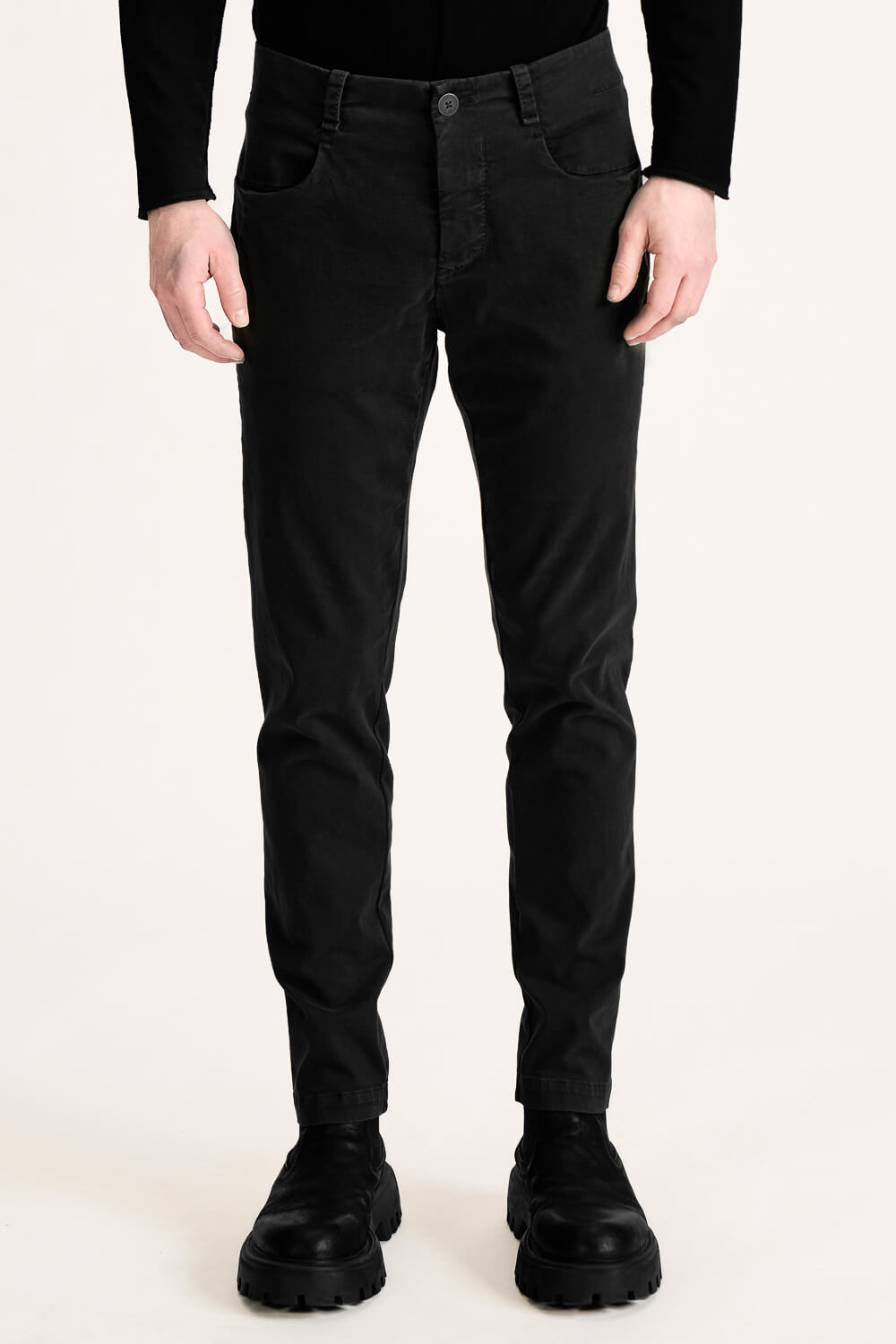 Regular Fit Italian Stretch Cotton 5 Pocket Trousers Black