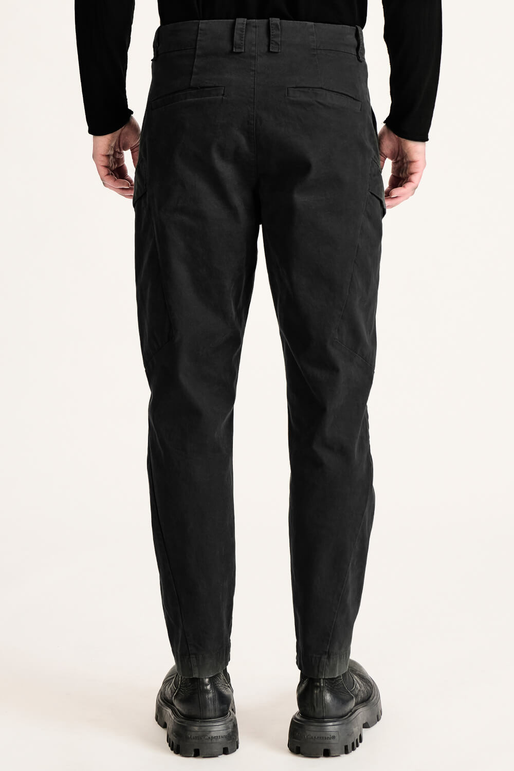 Regular Fit Stretch Cotton Cargo Trousers Black