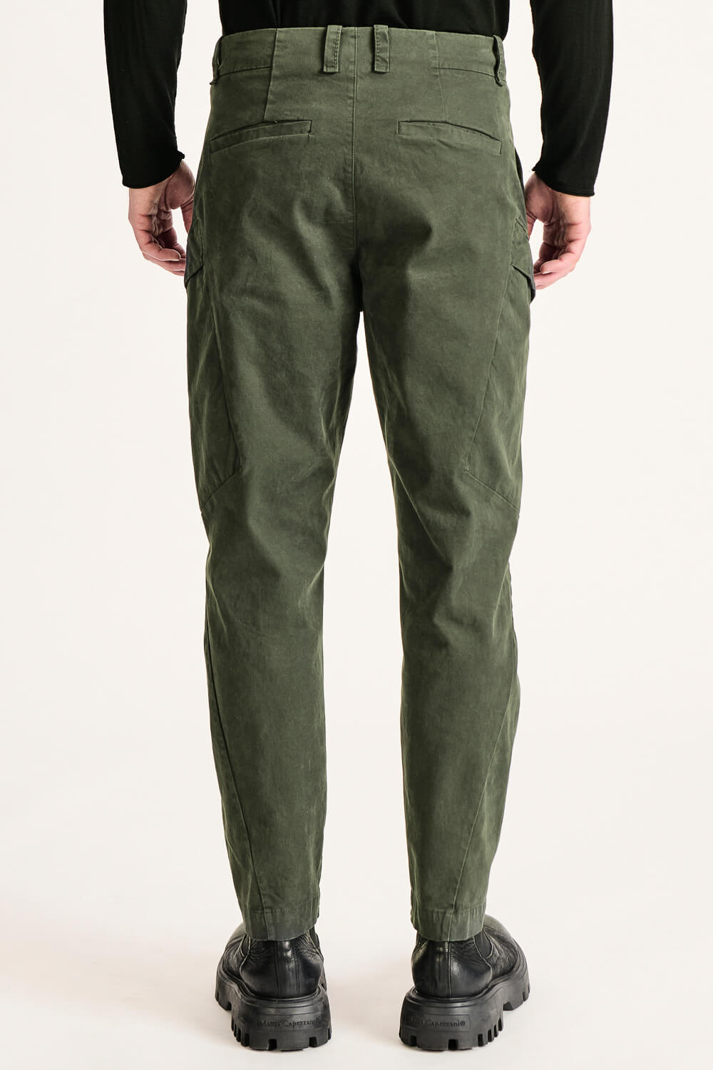 Regular Fit Stretch Cotton Cargo Trousers Khaki Green