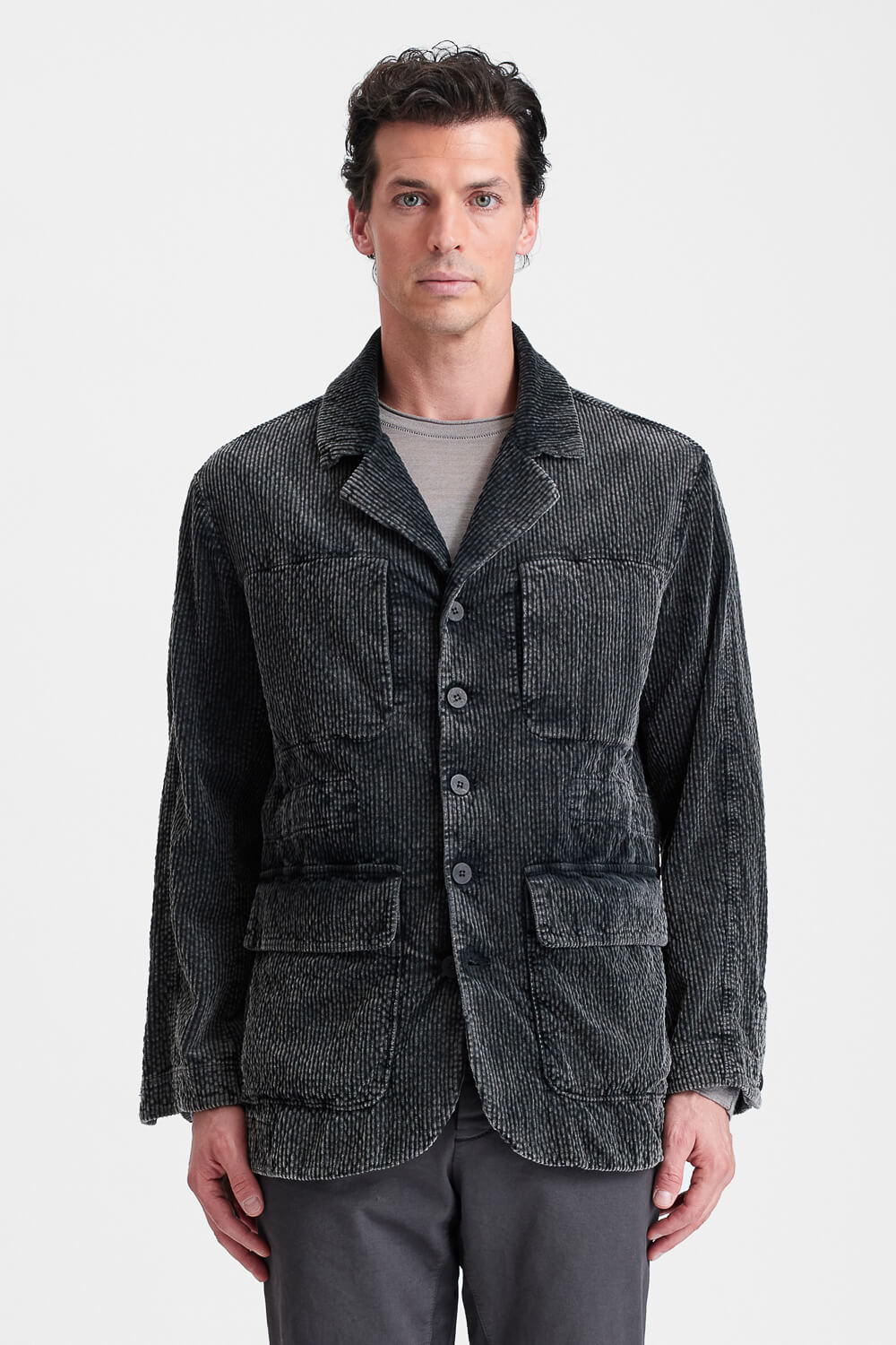 Relaxed-Fit Corduroy Field Jacket Charcoal