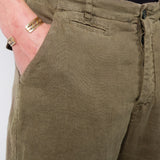 Relaxed Fit Linen Trouser Army Green