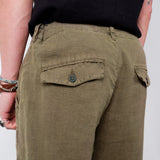 Relaxed Fit Linen Trouser Army Green