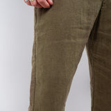 Relaxed Fit Linen Trouser Army Green