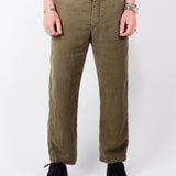 Relaxed Fit Linen Trouser Army Green