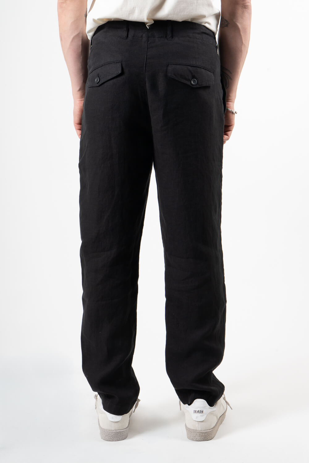Relaxed Fit Linen Trousers Black
