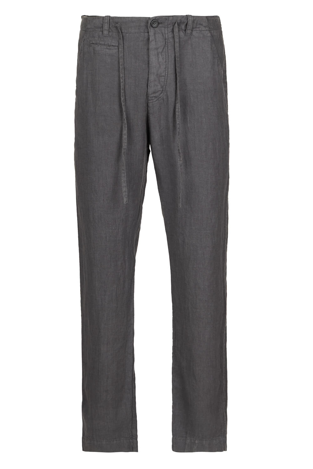 Relaxed Fit Linen Trousers Dark Grey