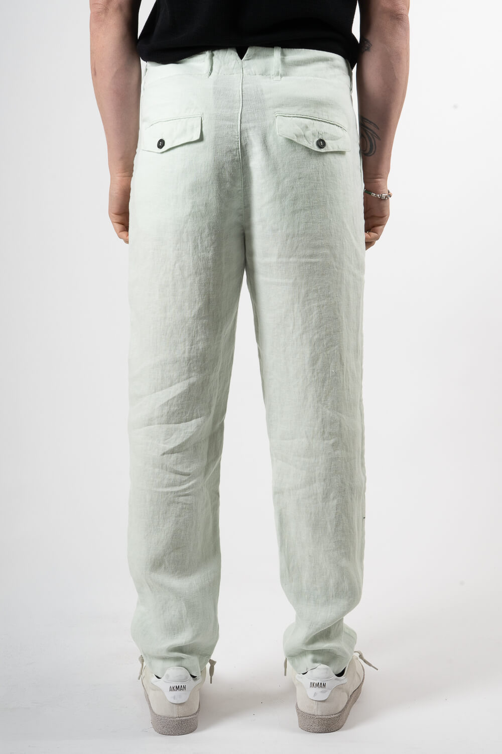 Relaxed Fit Linen Trousers Matcha