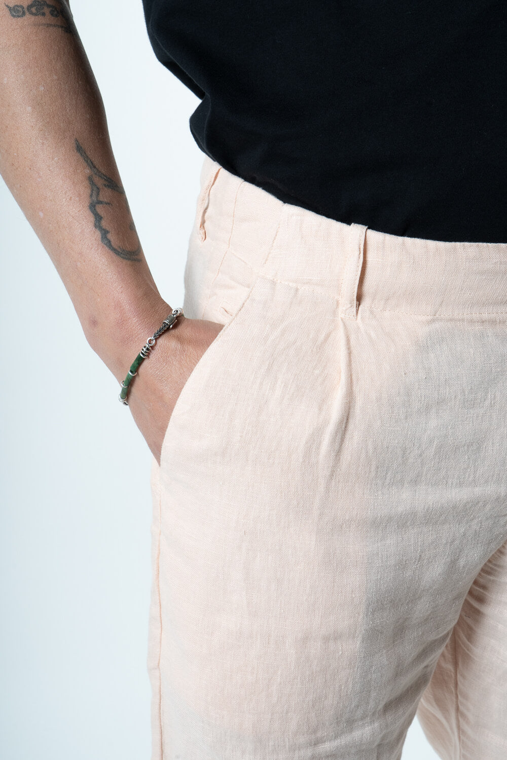Relaxed Fit Linen Trousers Pink