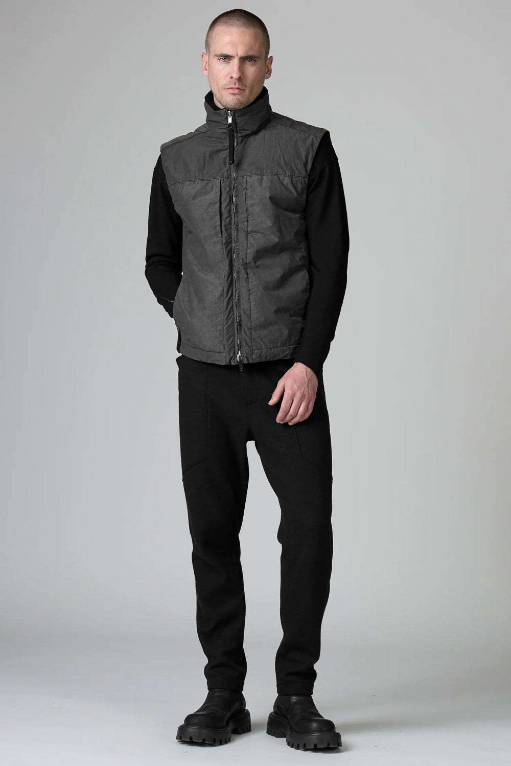 Reversible Gilet W/ Wool Inserts Charcoal