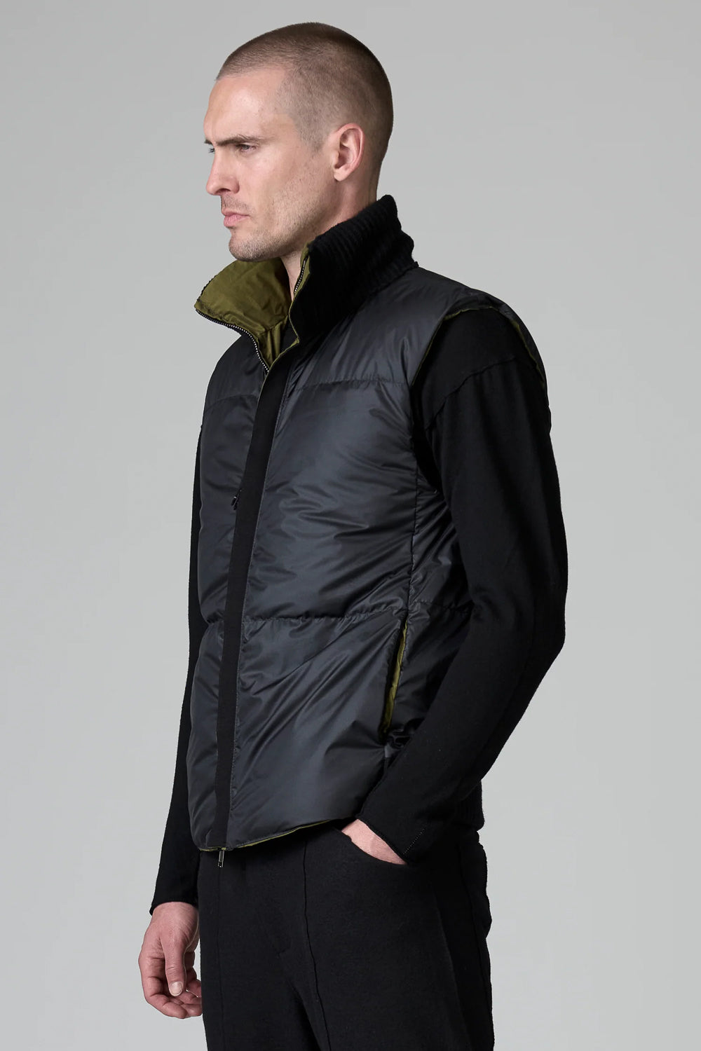 Reversible Gilet W/ Wool Inserts Charcoal