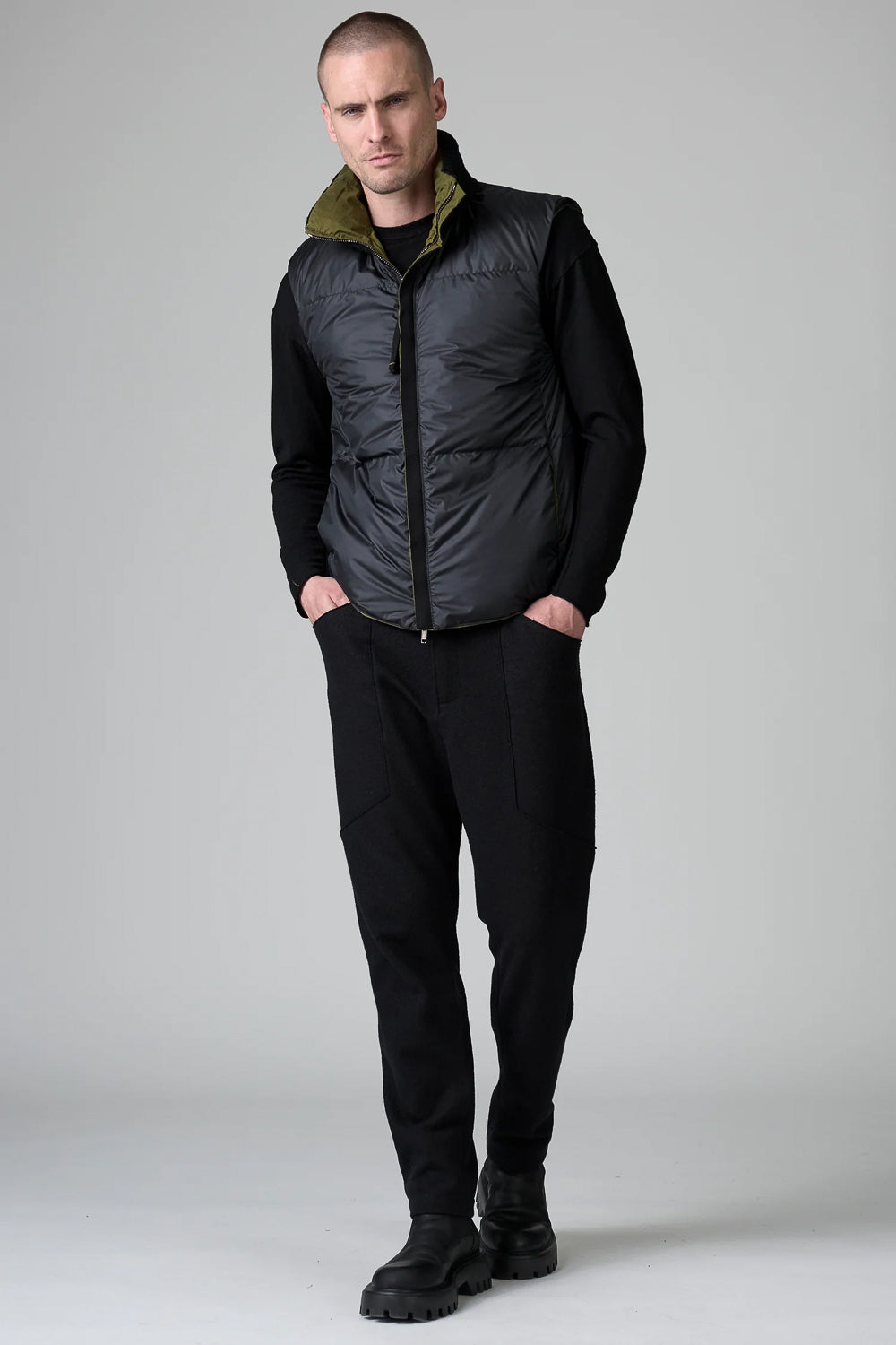 Reversible Gilet W/ Wool Inserts Charcoal