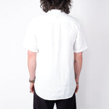 Grandad Collar Linen Shirt White