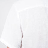 Grandad Collar Linen Shirt White