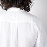 Grandad Collar Linen Shirt White