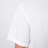 Grandad Collar Linen Shirt White