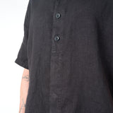 Grandad Collar Linen Shirt Black