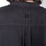 Grandad Collar Linen Shirt Black