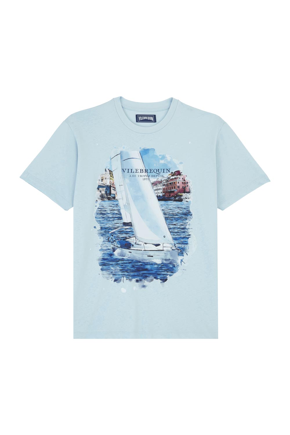 Sailing Boat Cotton T-Shirt Sky Blue