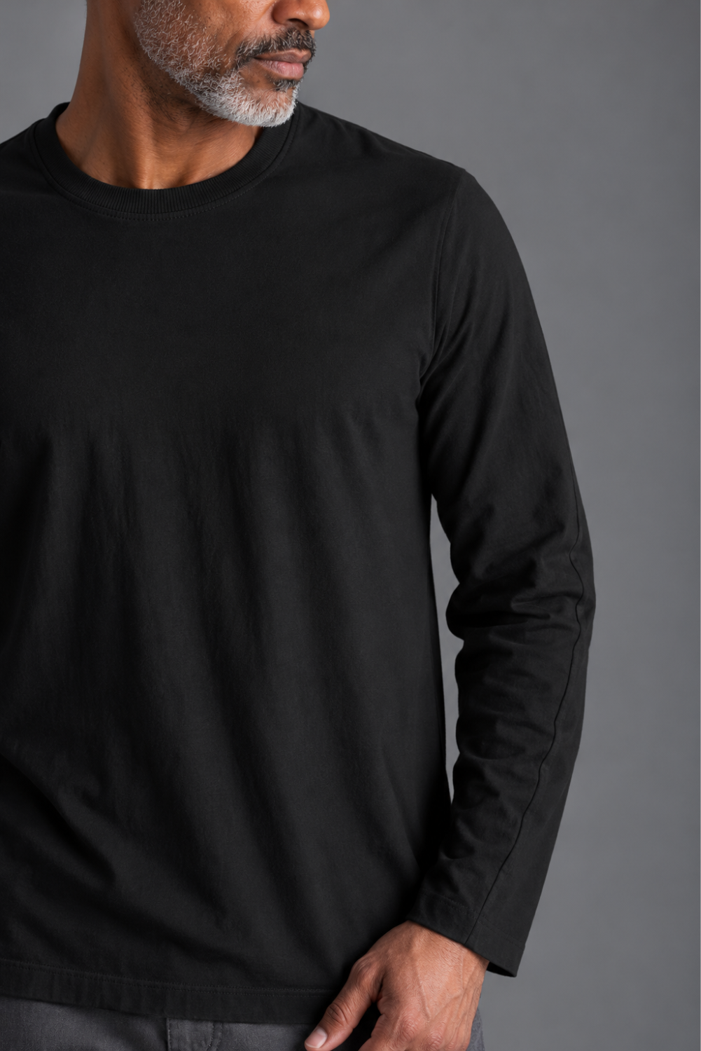 Cashmere/Cotton Moleskin Blend W/ Back Stitch Detail Sweatshirt Black