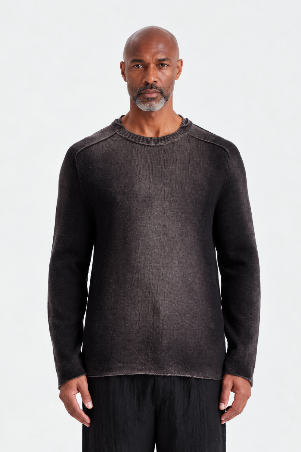 Hand-Sprayed Wool & Cashmere Crew Neck Jumper Charcoal