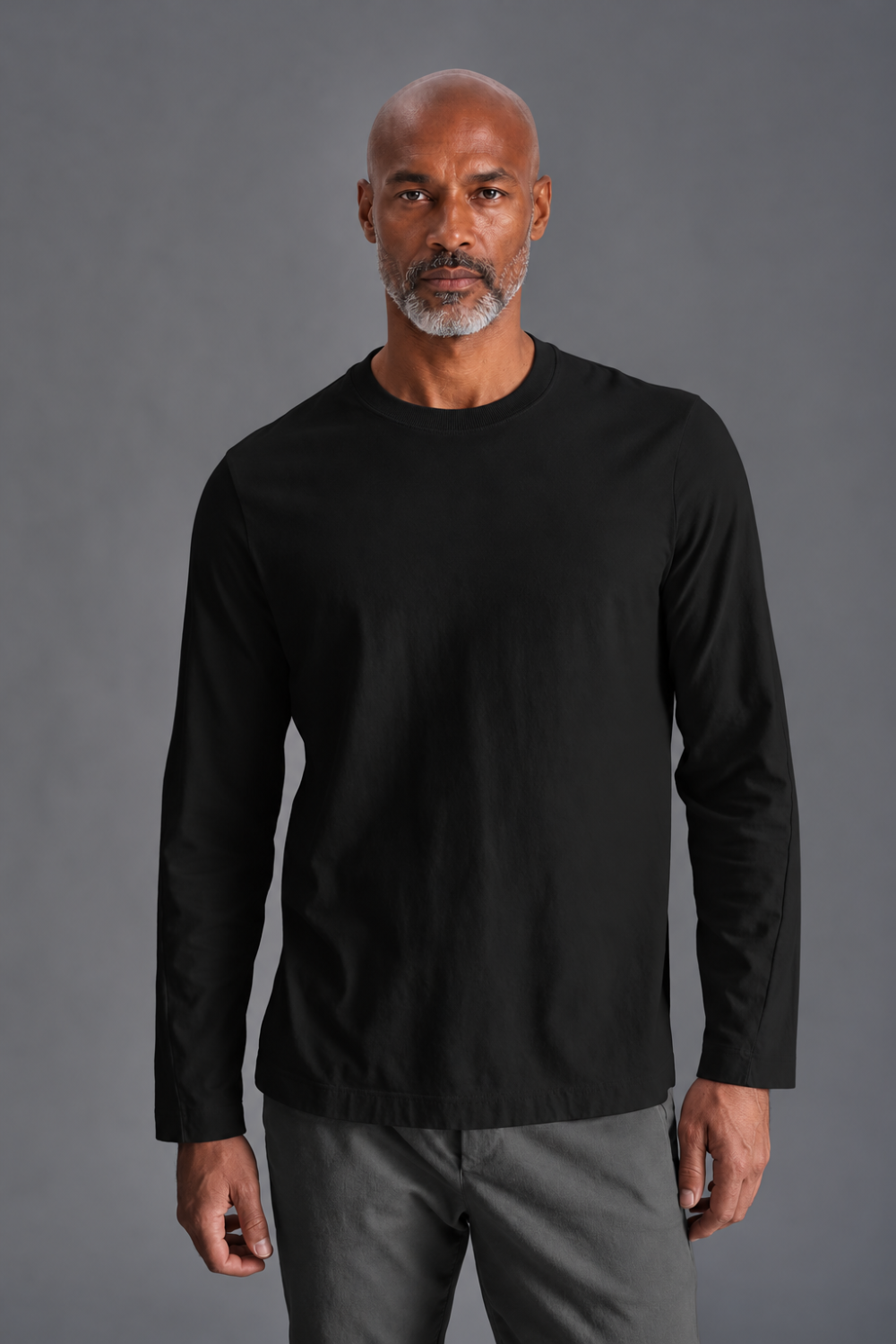 Cashmere/Cotton Moleskin Blend W/ Back Stitch Detail Sweatshirt Black
