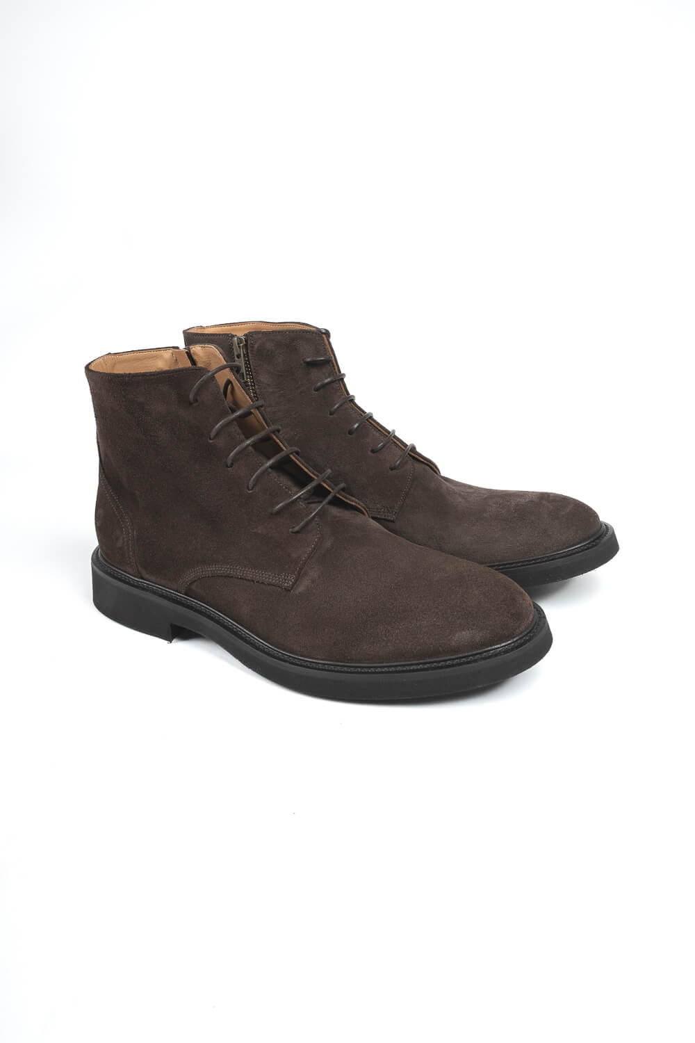 Side Zip Italian Suede Boot Brown