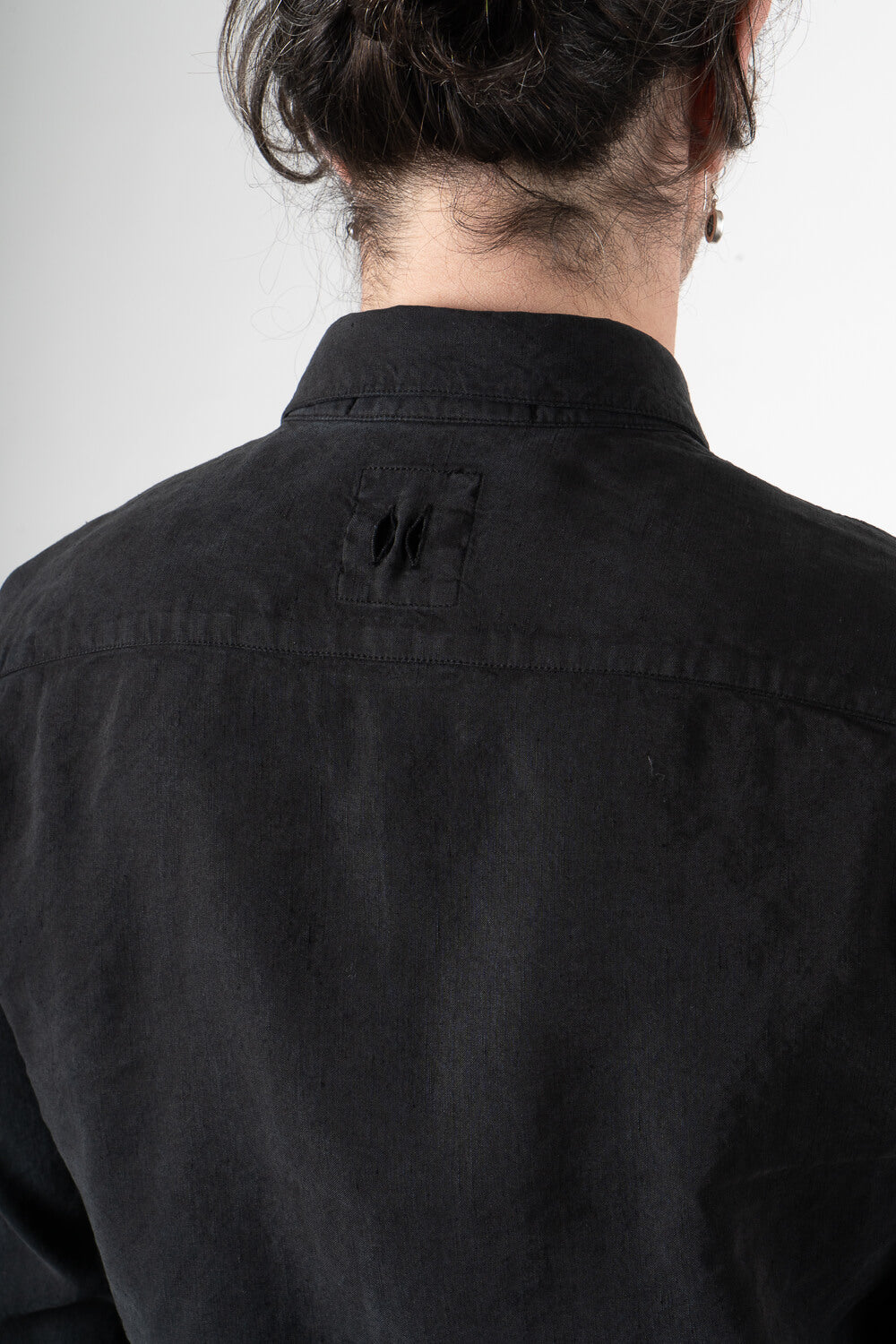 Silk/Linen Button-Up Shirt Black