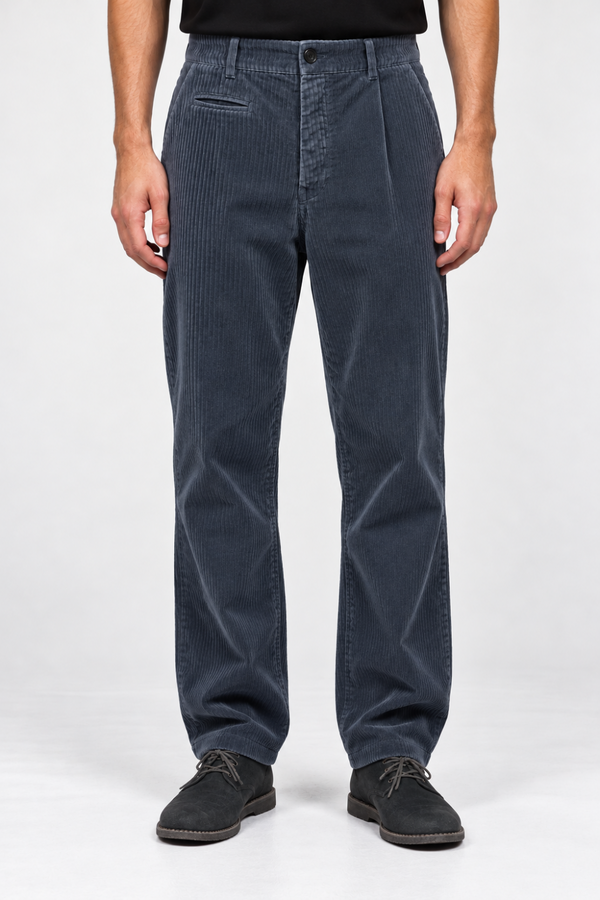 Regular Fit Corduroy Trousers Steel Blue