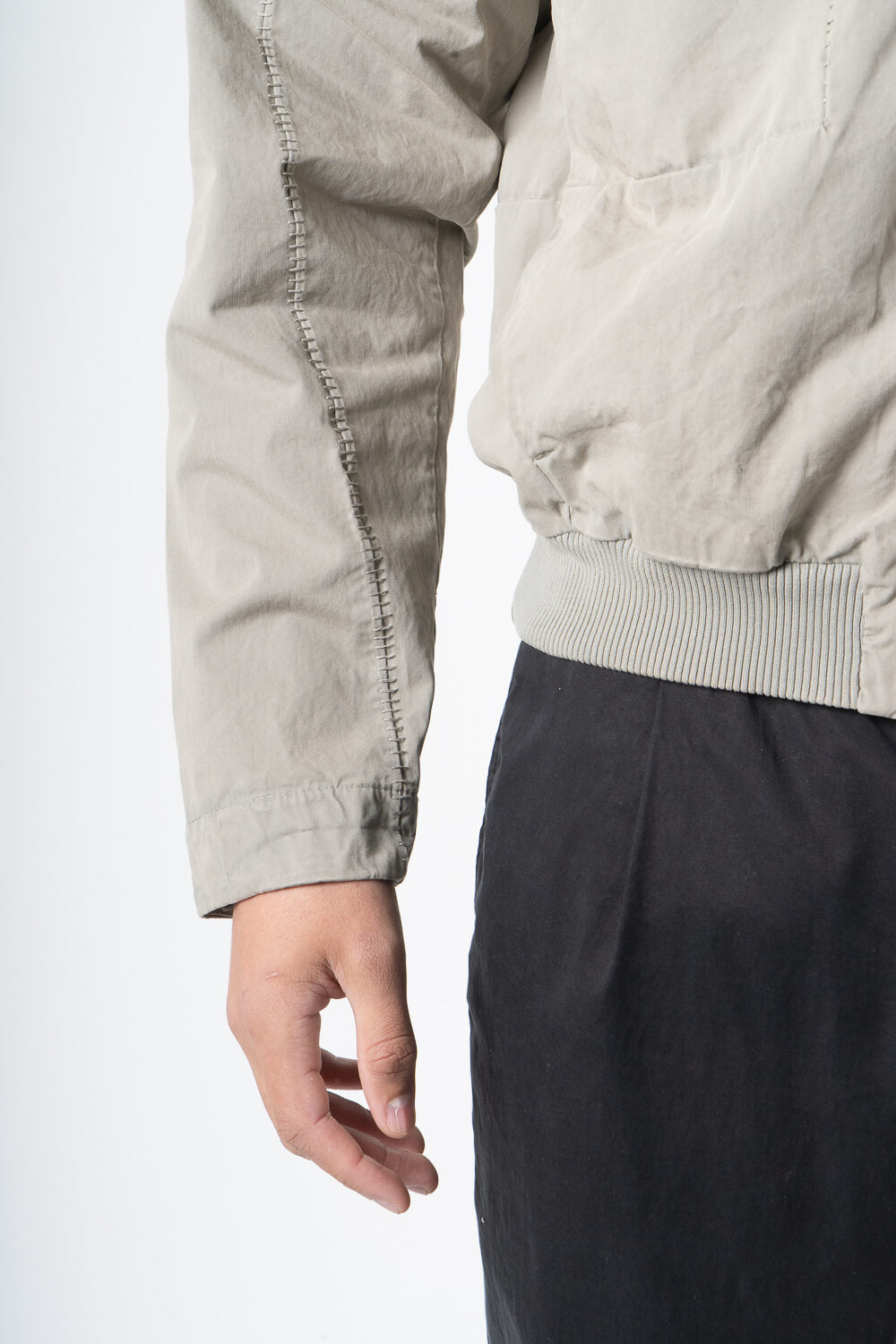 Stitch Detail Zip-Up Hooded Jacket Dark Sand