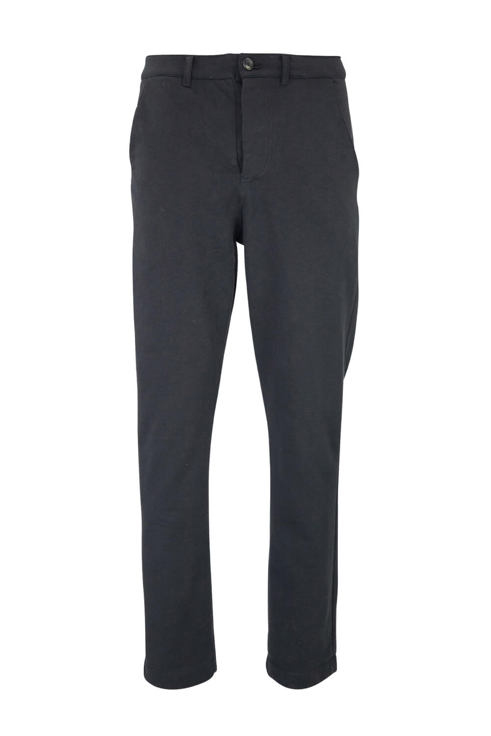 Straight Fit Jersey Cotton Trousers Black