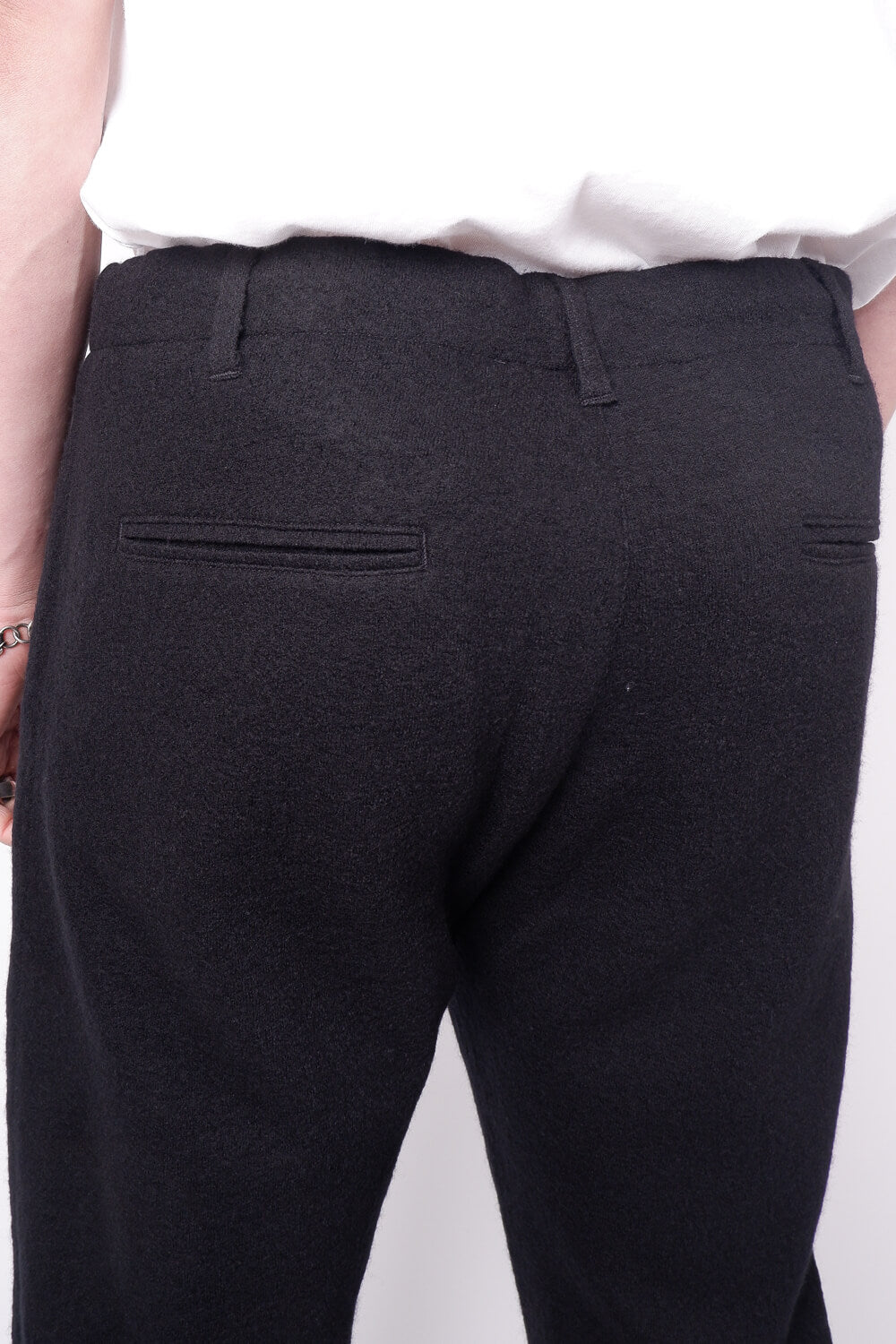 Straight Fit Boiled Wool Trousers Black