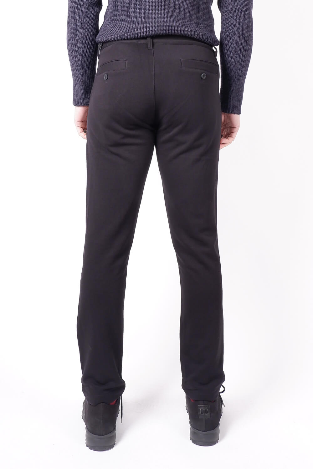 Straight Fit Jersey Cotton Trousers Black