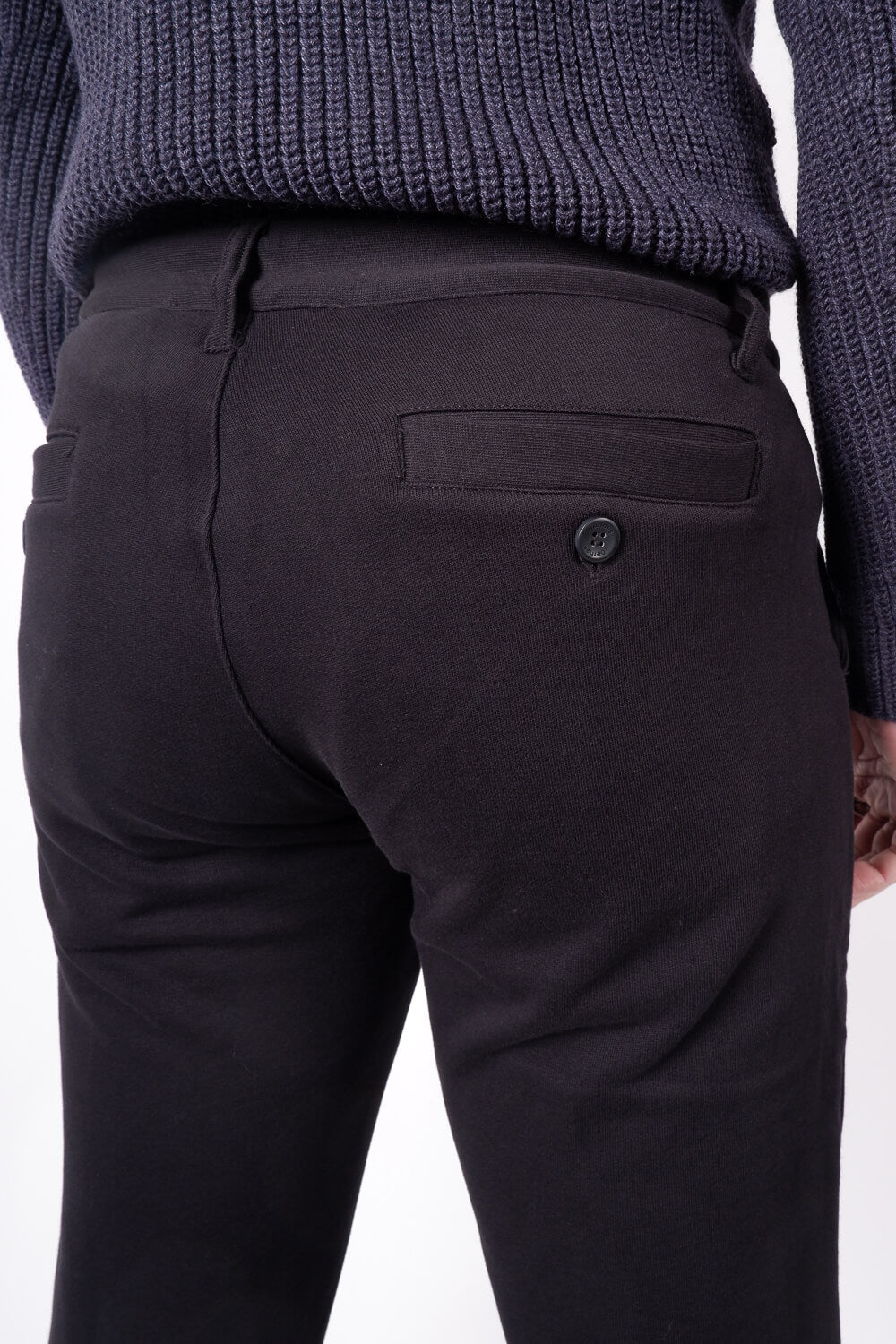 Straight Fit Jersey Cotton Trousers Black