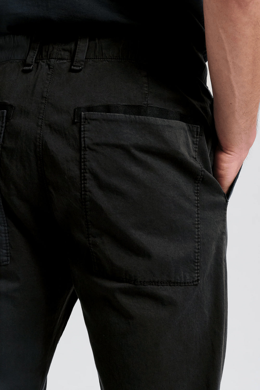 Stretch Cotton/Tencel Loose Fit Chino Trousers Black