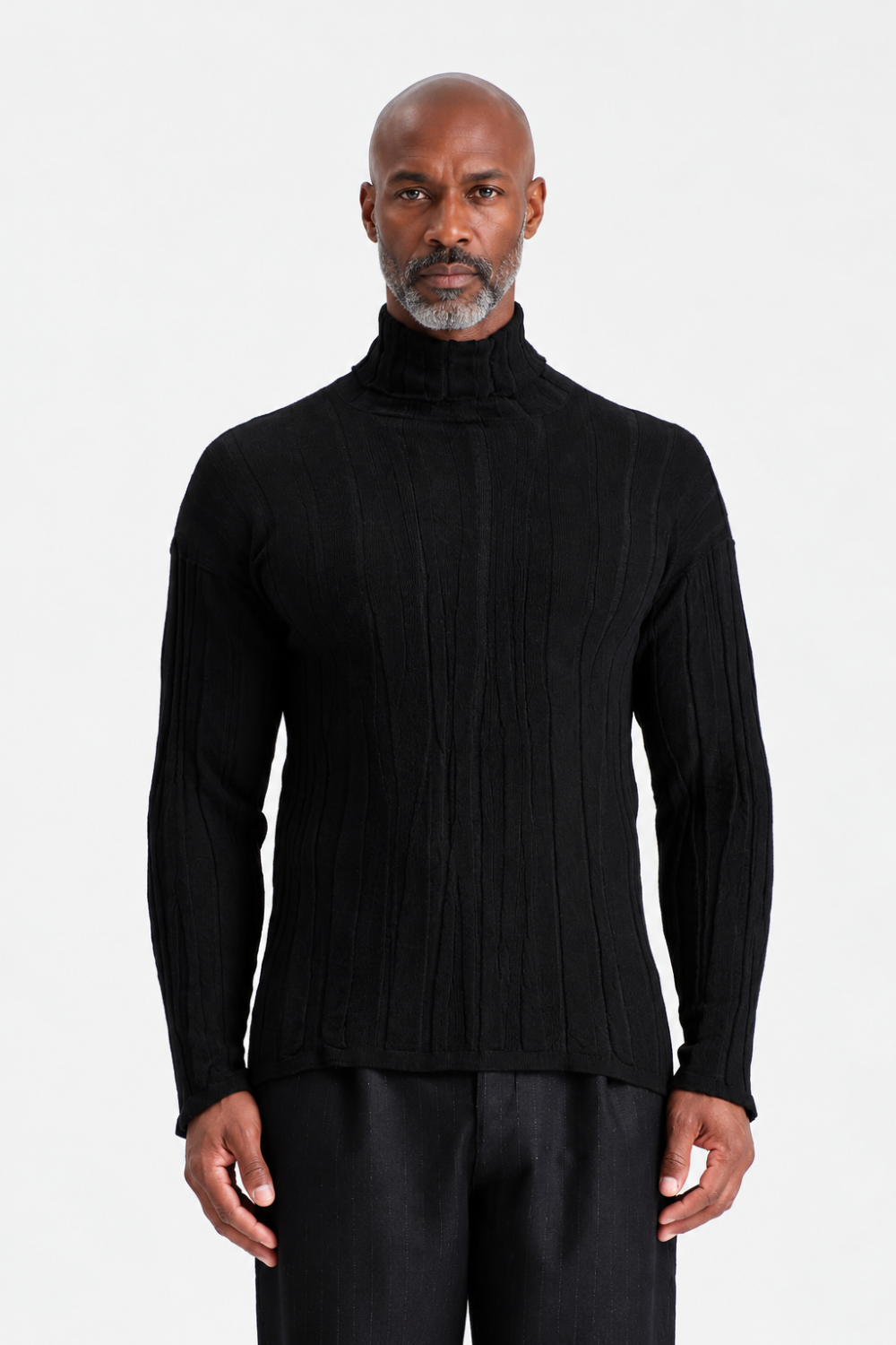 Jacquard Wool-Blend Roll Neck Jumper Black
