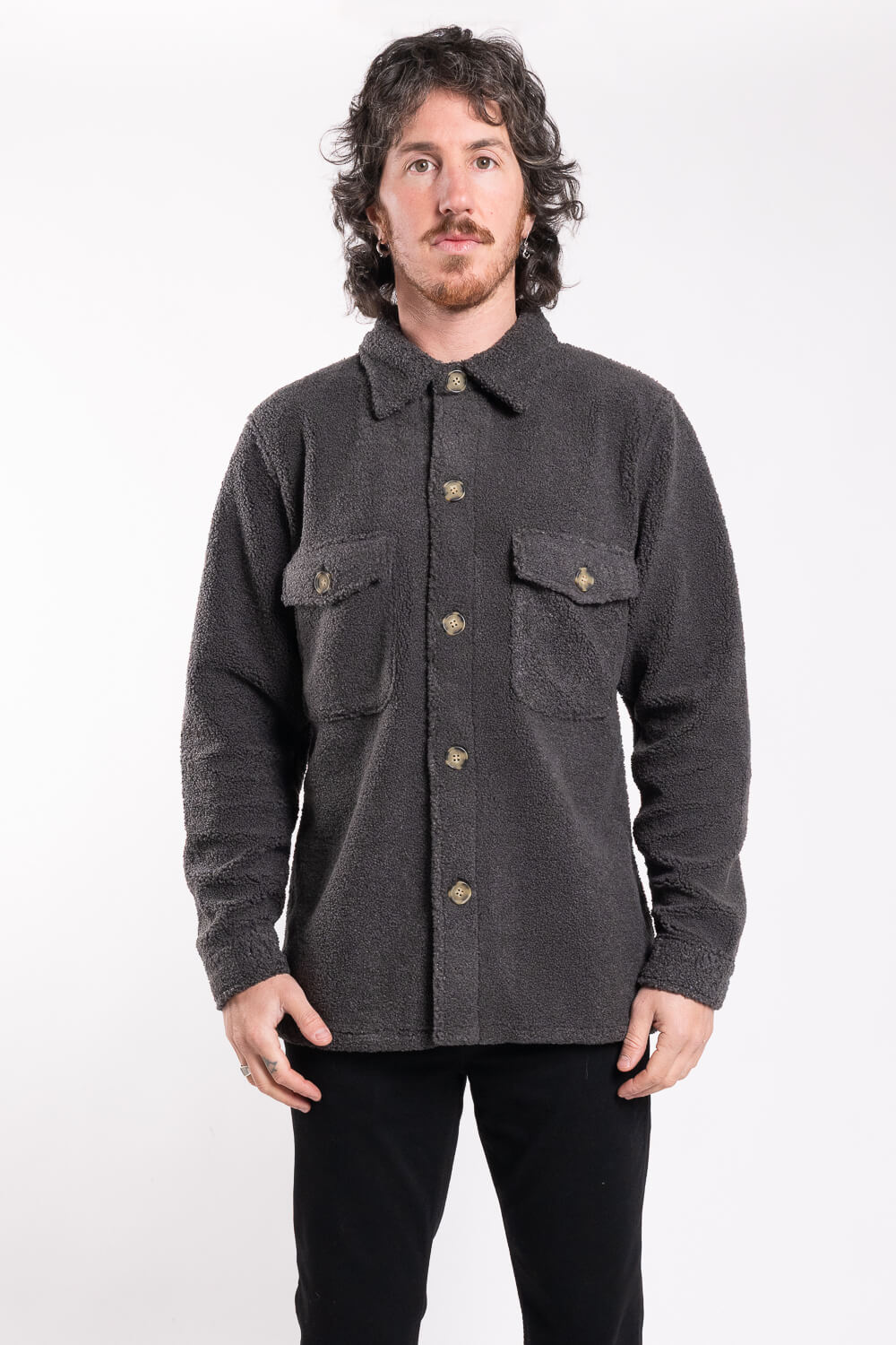 Teddy Towel Overshirt Charcoal