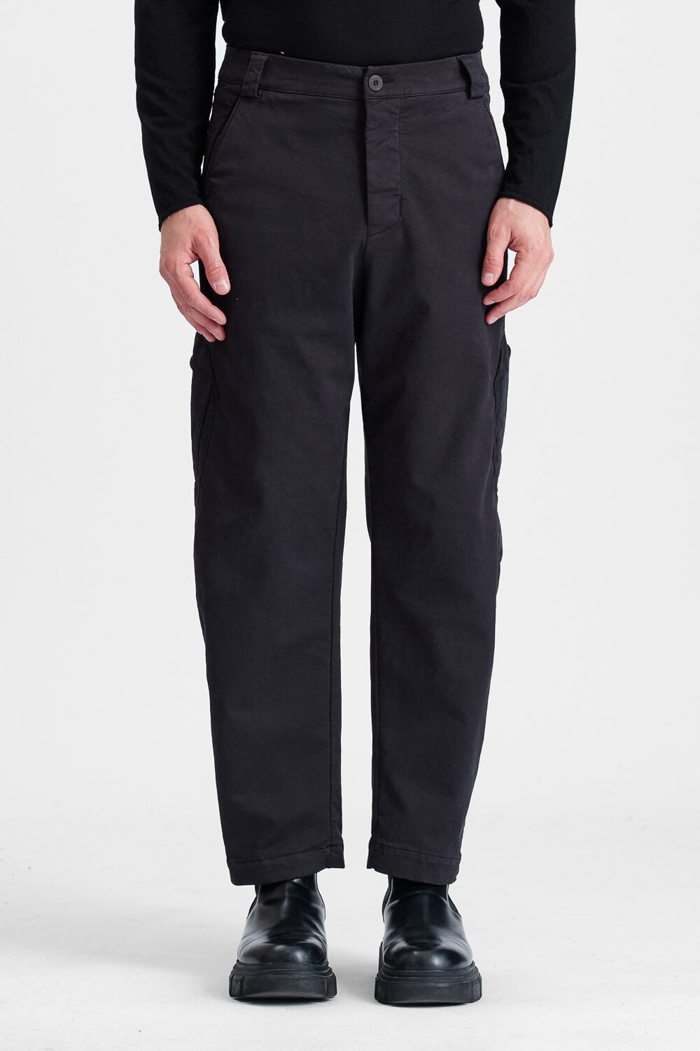 Tencel/Modal Loose-Fit Cargo Trousers Black