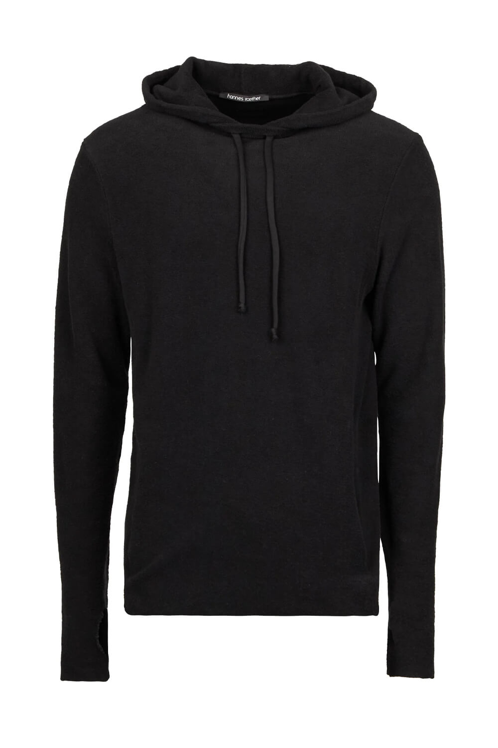 Terry Towel Cotton Hoodie Black